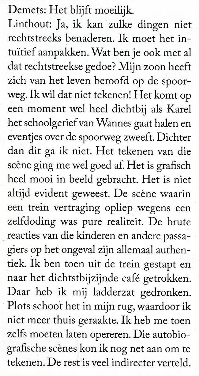 deel van het interview met Linthout en zijn therapeute