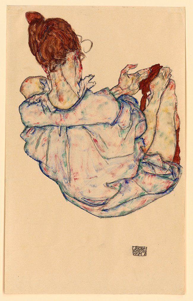 Egon Schiele, zittende vrouw Egon Schiele, zittende vrouw