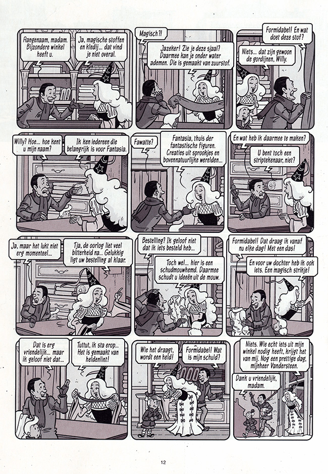 willy vandersteen in een stoffenwinkel